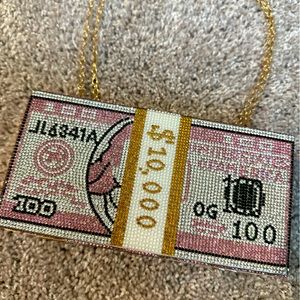 Money Boss Pink Rhinestone Crossbody Box Bag